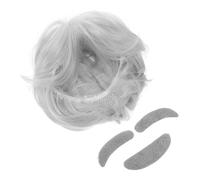 Ipetboom Set Costume da Professore Fibra Resistente al Calore Parrucca Bianca, Barba Finta e Sopracciglia Leggero e Facile da Indossare per Eventi e Spettacoli