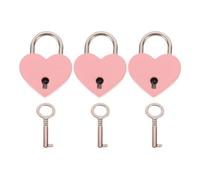 Ipetboom Set da 3 Lucchetti Chiave a Forma di Cuore in Lega di Zinco Rosa Piccole Serrature per Bagagli Armadietti e Diari Decorazioni Romantiche per Borse e Lucchetti Dell’Amore in