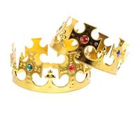 Ipetboom Set di 2 corone da re e regina per bambini, corone dorate e tiara per feste di compleanno a tema reale, accessori per costumi e accessori per cabina fotografica, oggetti di scena per