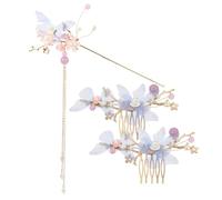 Ipetboom Set Tradizionale di Accessori per Chioma Donna Fermagli Floreali in Lega e Nappe Lunghe, 3 Pezzi Eleganti per Matrimoni e Feste
