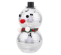 Ipetboom Snowman Disco Ball Figurine in Glass And Foam Reflective Christmas Sculpture for Holiday Fireplace And Tabletop Decor Stylish Winter Accent