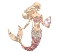 Ipetboom Spilla da Bavero Donna Sirena Rosa e Strass, Elegante Accessorio in Lega per Abbigliamento Quotidiano e Occasioni Speciali, Gioiello a Tema Mare
