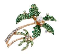 Ipetboom Spilla in Lega Forma di Palma di Cocco Verde con Strass Brillanti Accessorio Moda per Donne e Ragazze Regalo Elegante per Occasione Speciale