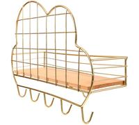 Ipetboom Sundries Holder e Wall Storage Rack in Ferro e Legno Dorato per Decorazione Camera da Letto e Piante da Appoggio