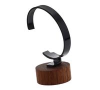 Ipetboom Supporto Esposizione Orologi in Acrilico Nero con Base in Noce | Forma C, Assemblaggio Rapido, Finitura Lucida, Qualità Affidabile, per Collane e Bracciali