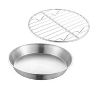 Ipetboom Teglia da Forno e Piastra per Griglia in Acciaio 304, Teglia Rotonda 16 Cm con Drenaggio Olio, Espositore Alimenti per Cucina Barbecue e Preparazione Dolci