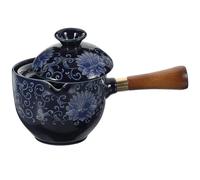 Ipetboom Teiera Rotante in Ceramica e Legno Manico Laterale, Bollitore per Tè Sfuso Gongfu da Casa, Teiera Tradizionale Cinese Girevole 360°, per Tisane e Infusi, Piccolo Formato