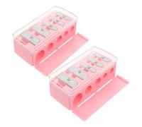 Ipetboom Temperamatite per Trucco a 5 Fori Rosa, Set 2 Pezzi con Lama in Acciaio al Manganese, per Matite Eyeliner, Sopracciglia e Labbra, Portatile con Coperchio Protettivo, per