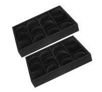 Ipetboom Vassoio Porta Orologi e Braccialetti in Velluto Nero 12 Scomparti Cuscini Ammortizzanti Organizer Espositivo per Gioielli Set da 2 Pezzi per Casa Ufficio e Viaggi
