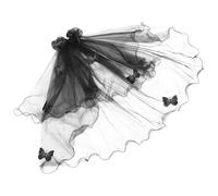 Ipetboom Velo da Sposa Nero Gotico lungo Pettine Copricapo da Vampiro per Donna per Feste di Halloween e Addio al Nubilato Accessorio Cosplay Elegante e Leggero