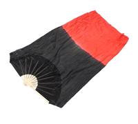 Ipetboom Ventaglio da Danza del Ventre in Seta Sintetica Sfumata Nero-Rosso, Ventaglio Lungo 1,5 M Stecche da 31 Cm per Mano Destra, Accessorio Tradizionale per Spettacoli e Balli Popolari