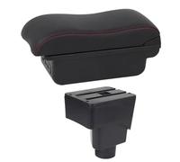 IPEVMLZ Bracciolo Auto Per F&ord Per Ecosport 2013 2014 2015 2016 2017 Console Centrale Scatola Di Stoccaggio Doppio Strato USB(C2 Linea rossa)