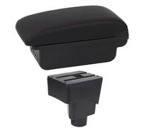 IPEVMLZ Bracciolo Auto Per F&ord Per Ecosport 2013 2014 2015 2016 2017 Console Centrale Scatola Di Stoccaggio Doppio Strato USB(C1 Linea Rossa)