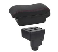 IPEVMLZ Bracciolo Auto Per F&ord Per Ecosport 2013 2014 2015 2016 2017 Console Centrale Scatola Di Stoccaggio Doppio Strato USB(B2 Red Lin)