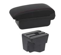 IPEVMLZ Bracciolo Centrale Auto Per Kia Rio 3 2011-2016 Scatola Interni Ricambi Auto Poggia Braccio In Pelle Console Centrale Vano USB(B1 Linea Rossa)