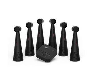Ipevo vocal hub + 6 totems Sistema audio Bluetooth con hub e 6 vivavoce a 360°, ideale per grandi spazi conferenza.