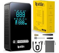 Ipflin Compressore senza fili per pneumatici, pompa elettrica portatile, 150 psi, con display digitale, accessori per pneumatici per auto, bici e moto, con manometro e luce LED