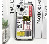 (iPhone 14) Cover per telefono estetica con adesivi collage e etichette miste per iPhone, trasparente e morbida.