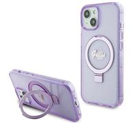 iPhone 15 Plus Guess Ring Stand Glitter MagSafe Case Viola