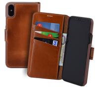 IPHONE X XS Custodia IN Pelle Pocket-Book Stile Copertura Wallet Marrone Scuro