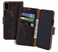 IPHONE X XS Custodia IN Pelle Pocket-Book Stile Copertura Wallet Retrò Braun