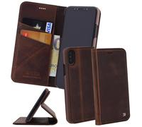 IPHONE X XS Pelle Pocket-Book Custodia Protettiva Wallet IN Vintage Caffè