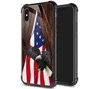 iPhone XS Case Eagle American Flag Case di iPhone X per Man Boys Girls Dual Layer Shock Auro prova robusto TPU Morb