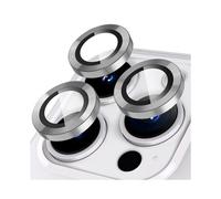 (iPhone14Silver) 100 pezzi Pellicola protettiva in vetro temperato con anello metallico per fotocamera CD per