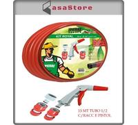 IPIERRE TUBO DA IRRIGAZIONE GIARDINO VERDE 1/2 - 5/8 CON RACCORDI E PISTOLA