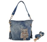 iPinee Borse in Denim per Donne, Borse a Spalla in Jeans con Manico Superiore e Borse in Denim con Strass, Middle