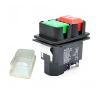 IPKAAAAD Emergency Stop Switch Waterproof Magnetic Push Button Switch for Bench Saw Drill Lathes, KJD17B 220V 16A 4 Pins 2HP