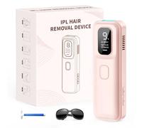IPL - Epilatore laser da donna, luce pulsata professionale, per tutto il corpo, rosa, luce rossa 600-1200 nm, depilazione permanente a casa, per donna e uomo, con occhiali e rasoio