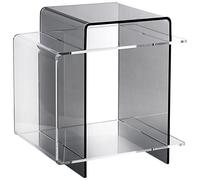 Iplex Design 70's Comodino/Tavolino in Plexiglass, fumé Trasparente/Trasparente