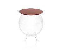 Iplex Design Bollino Tavolino/Comodino Contenitore, Plexiglass/PMMA, Rosso/Trasparente