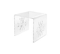 iPLEX - Mandala Tavolino Comodino in purissimo Cristallo Acrilico Trasparente con intarsi Laterali Taglio Laser Dim. 41x42x40 c