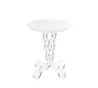 iPLEX - Tavolino da caffè Design Arabesco in plexiglass PMMA Trasparente, ripiano Bianco Pieno Tagliato al Laser, Dim. 60x50x50