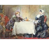 IPLUPJDY Artistico Poster Mural Dipinto Vintage Quadri Alfred De Musset e George Sand a tavola di Eugene Louis Lami per la Decorazione Della Parete 60x90cm