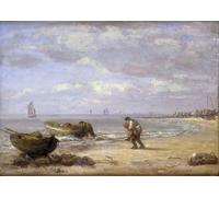 IPLUPJDY Artistico Poster Mural Dipinto Vintage Quadri Bassa marea vicino a Honfleur di Eugene Louis Boudin per la Decorazione Della Parete 60x90cm