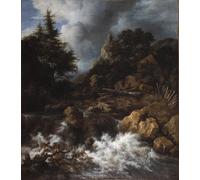 IPLUPJDY Artistico Poster Mural Dipinto Vintage Quadri Cascata con casa e castello a graticcio di Jacob Van Ruisdael per la Decorazione Della Parete 60x90cm