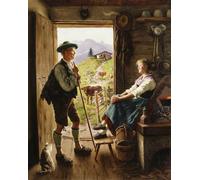 IPLUPJDY Artistico Poster Mural Dipinto Vintage Quadri Coppia tirolese di Emil Karl Rau per la Decorazione Della Parete 60x90cm