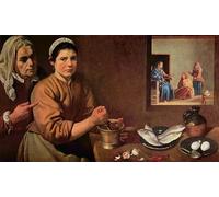 IPLUPJDY Artistico Poster Mural Dipinto Vintage Quadri Cristo in casa di Marta e Maria di Diego Velázquez per la Decorazione Della Parete 60x90cm