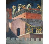 IPLUPJDY Artistico Poster Mural Dipinto Vintage Quadri Effetti del buon governo nei muratori al lavoro di Ambrogio Lorenzetti per la Decorazione Della Parete 60x90cm