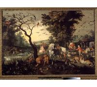IPLUPJDY Artistico Poster Mural Dipinto Vintage Quadri Entrata nell'arca Gli animali entrano in Noè di Jan il Vecchio Brueghel per la Decorazione Della Parete 60x90cm