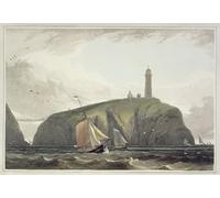 IPLUPJDY Artistico Poster Mural Dipinto Vintage Quadri Faro sul South Stack Holyhead di William Daniell per la Decorazione Della Parete 60x90cm