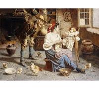 IPLUPJDY Artistico Poster Mural Dipinto Vintage Quadri Felicità Familiare di Eugenio Zampighi per la Decorazione Della Parete 60x90cm