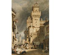 IPLUPJDY Artistico Poster Mural Dipinto Vintage Quadri Ferrara Italia di Samuel Prout per la Decorazione Della Parete 60x90cm