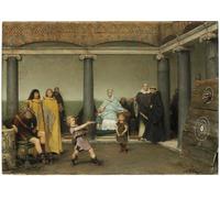 IPLUPJDY Artistico Poster Mural Dipinto Vintage Quadri l'educazione dei figli di Clotilde e Clodoveo di Lawrence Alma Tadema per la Decorazione Della Parete 60x90cm