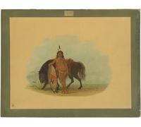 IPLUPJDY Artistico Poster Mural Dipinto Vintage Quadri un Warriories che riposa il suo cavallo da George Catlin per la Decorazione Della Parete 60x90cm