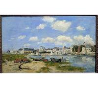 IPLUPJDY Artistico Poster Mural Dipinto Vintage Quadri Veduta della spiaggia di Trouville Dipinto di Eugene Louis Boudin per la Decorazione Della Parete 60x90cm