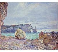 IPLUPJDY Astratta della Poster Quadro su Tela Poster su Tela Etretat la spiaggia e la Porte D'aval di Claude Monet per Decorazioni per la Casa 60x90cm